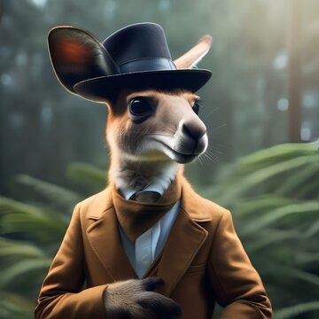 A kangaroo wearing a detective hat and solving mysteries1
