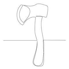 Continuous line drawing of an axe. Simple flat hand drawn style vector for tool in engineering and construction