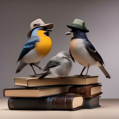A group of birds wearing detective hats and solving mysteries3 - obrazy, fototapety, plakaty