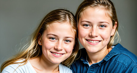 Two young girls smiling at the camera.