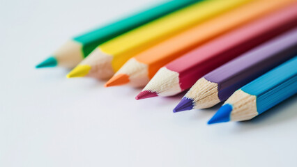 Fototapeta premium Colored pencils isolated on white background. Back to school.