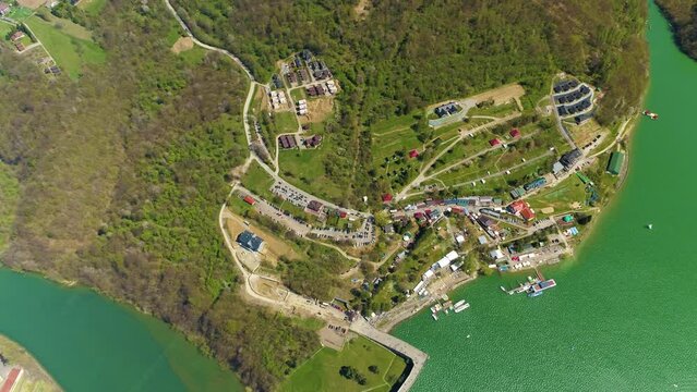 Top Down View Of Solina Bieszczady Aerial View Poland
