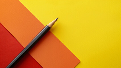 Pencil on colorful background. Flat lay, top view, copy space - Powered by Adobe