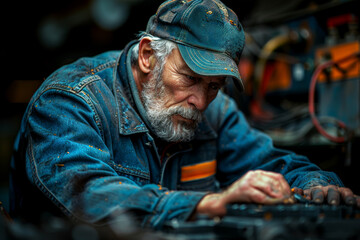 A skilled mechanic diagnosing and repairing complex automotive issues with ease, restoring vehicles to peak performance. Concept of mechanical proficiency. Generative Ai.