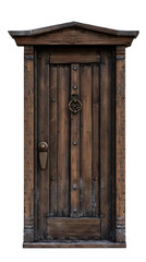 antique elegant wooden door isolated on white, material for game