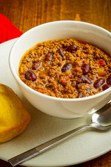 Beef chili with cornbread