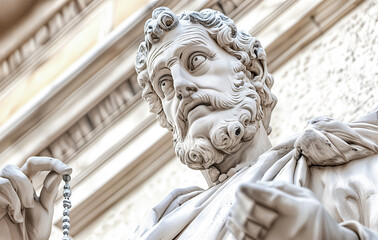 Marble Religious Statue. Historic Sculpture Detail. historical tourism concept