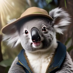 A koala wearing a detective hat and solving a mystery5 - obrazy, fototapety, plakaty