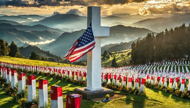 cementerio cruzes blancas caidos en combate