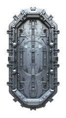 Futuristic spaceship metal door isolated on white background