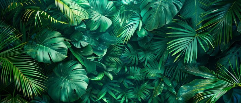 Jade jungle, leafy pattern, tropical escape