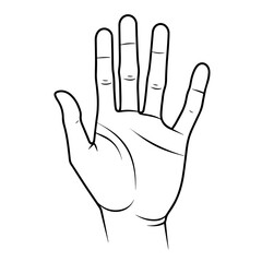 Sleek outline icon of a hand in vector, perfect for gesture or communication designs.