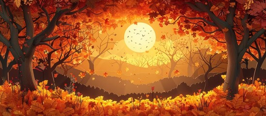 Paper Cut Autumn Forest A Serene Portrayal of Natures Golden Transition