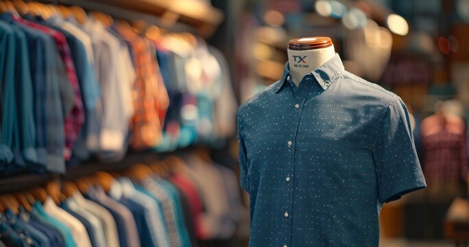Cotton Men's Shirts on Mannequins in Fashion Store