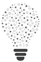 Gear shape in bulb concept design, vector gear bulb design, bulb as gear icons