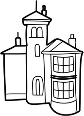 castle illustration drawing flat style