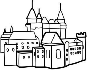 castle illustration drawing flat style
