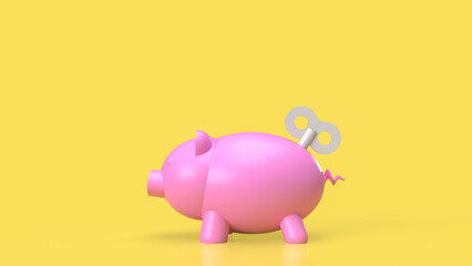 The Piggy Bank and wind up for earn or saving concept 3d rendering.