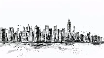 Foto op Canvas City graphic black white cityscape skyline sketch illustration vector  © imlane
