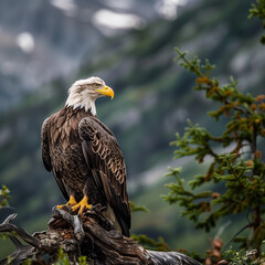 Majestic Eagle Perched in Natural Habitat