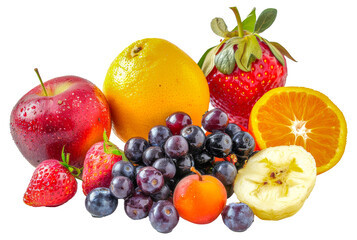 Naklejka na ściany i meble A variety of fruits including apples, oranges, strawberries, cut out - stock png.