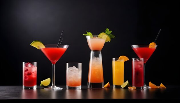 Create a visually stunning image that captures the artistry of mixology. Display a mesmerizing cocktail presentation with vibrant colors, meticulously crafted garnishes, and an ambiance that exudes so