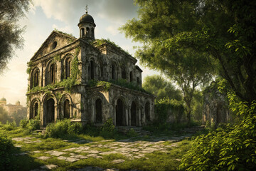 The abandoned church in the woods