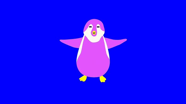 Penguin cartoon animation blue screen video