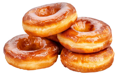 A stack of glazed donuts, cut out - stock png.