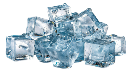 A pile of ice cubes, cut out - stock png.
