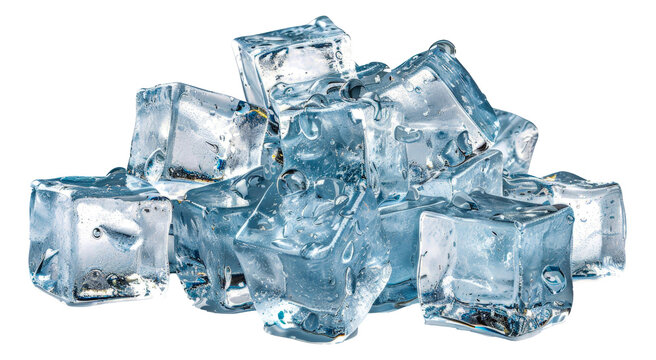 A pile of ice cubes, cut out - stock png.