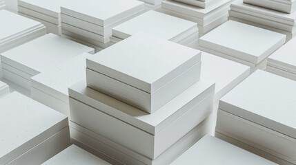 Obraz premium A 3D rendering of a white, abstract, geometric maze with a minimalist design on a plain background.