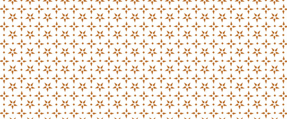 Golden vector seamless pattern with small diamond shapes, floral silhouettes. Simple texture.	
