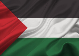 Palestine flag waving in the wind.
