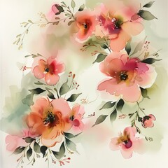Delicate watercolor flowers in soft hues - Soft and ethereal watercolor illustration of pastel flowers and foliage, representing gentleness and artistic expression