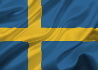 Sweden flag waving in the wind.
