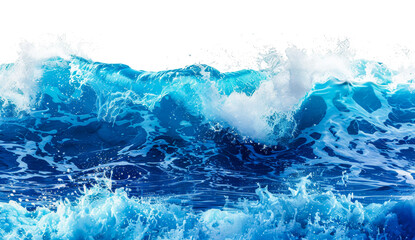 The ocean is blue and the waves are crashing, cut out - stock png.