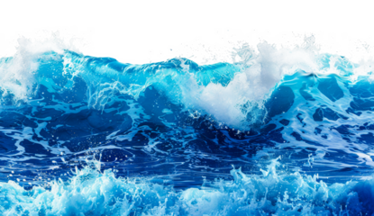The ocean is blue and the waves are crashing, cut out - stock png.