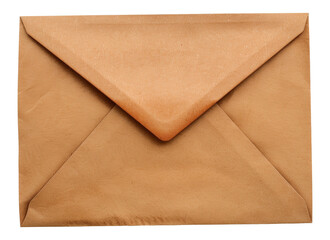 A brown envelope with a gold embossed flap, cut out - stock png.