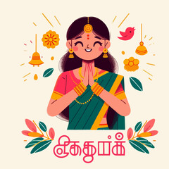 Happy Tamil New Year vector image