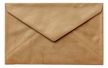 A brown envelope with a crease in the middle, cut out - stock png.