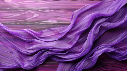 Obraz premium Vibrant purple drapery on wooden background - A high-resolution image showcasing a fluid purple fabric against a textured wooden surface, creating a luxurious feel