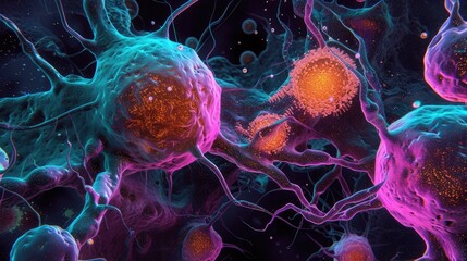 Cancer cells: a microscopic intricate world of cellular anomalies, glimpse into scientific realm of pathology, oncology, medical research unraveling complexities of this challenging health condition