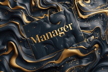 Dynamic banner: creative business card with the text manager on the background, the design element stands out for its fresh approach and originality, professional qualities