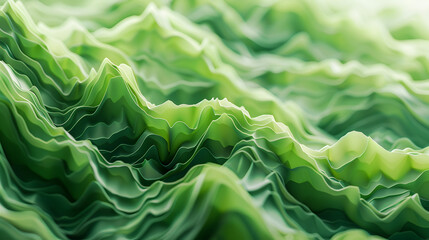 The image is a green, wavy line that appears to be a mountain range. The green color and the wavy lines give the impression of a natural landscape - obrazy, fototapety, plakaty