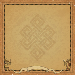 Square Map Frame with Viking Warriors and Infinity Knot - obrazy, fototapety, plakaty