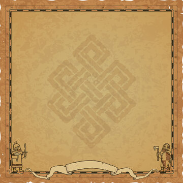Square Map Frame with Viking Warriors and Infinity Knot