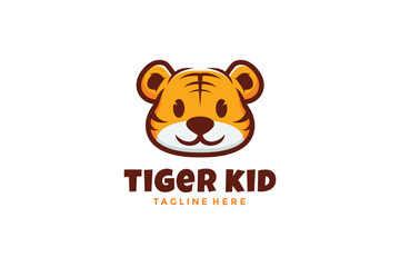Tiger Kid Logo Design Vector Template