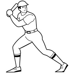 A batsman illustration with vecto art silhouette 