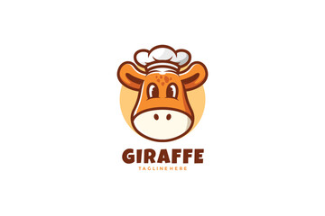 Giraffe Chef Logo Design Vector Template